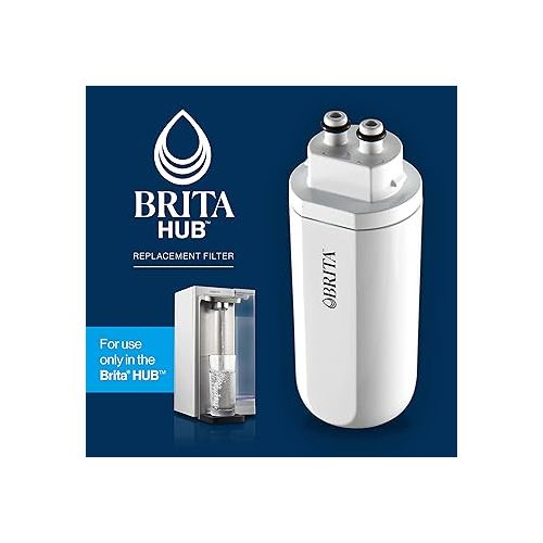  Brita Hub Replacement Water Filter, BPA-Free, Replaces 900 Plastic Water Bottles, Lasts Six Months or 120 Gallons, Includes 1 Filter, Kitchen Essential, White