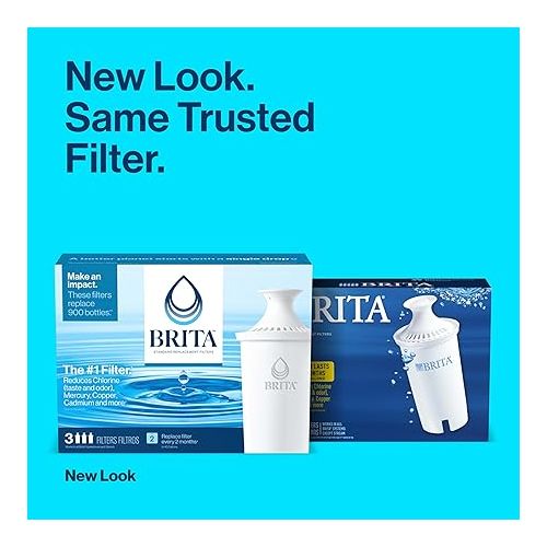  Brita Standard Water Filter, BPA-Free, Replaces 1,800 Plastic Water Bottles a Year, Lasts Two Months or 40 Gallons, Includes 1 Filter, Kitchen Essential