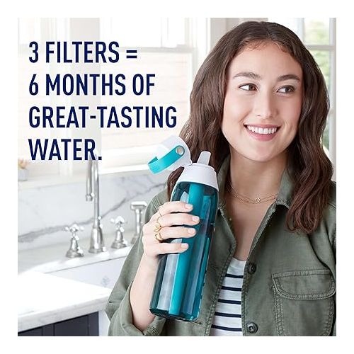  Brita Water Bottle Replacement Filters, BPA-Free, Replaces 1,800 Plastic Water Bottles a Year, Lasts Two Months or 40 Gallons, Includes 3 Filters