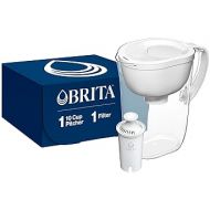 Brita Large Water Filter Pitcher for Tap and Drinking Water with SmartLight Filter Change Indicator, Includes 1 Standard Filter, BPA-Free, Lasts 2 Months, 10-Cup Capacity, Bright White