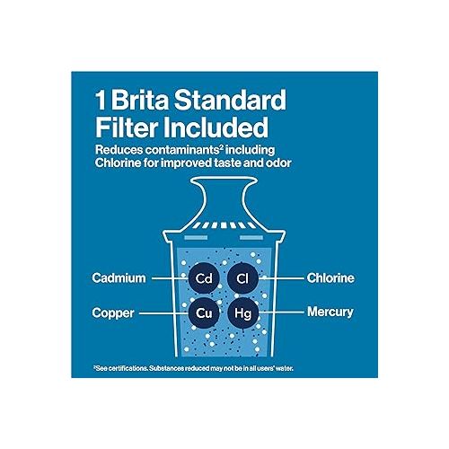  Brita Large Water Filter Pitcher for Tap and Drinking Water with SmartLight Filter Change Indicator, Includes 1 Standard Filter, BPA-Free, Lasts 2 Months, 10-Cup Capacity, Bright White