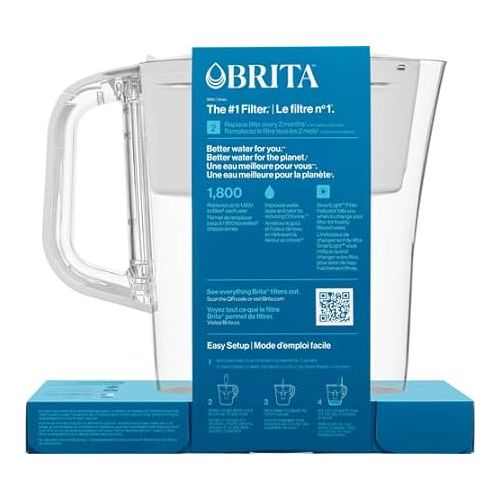  Brita Small 6 Cup Denali Water Filter Pitcher with 1 Brita Standard Filter, Made Without BPA, Bright White