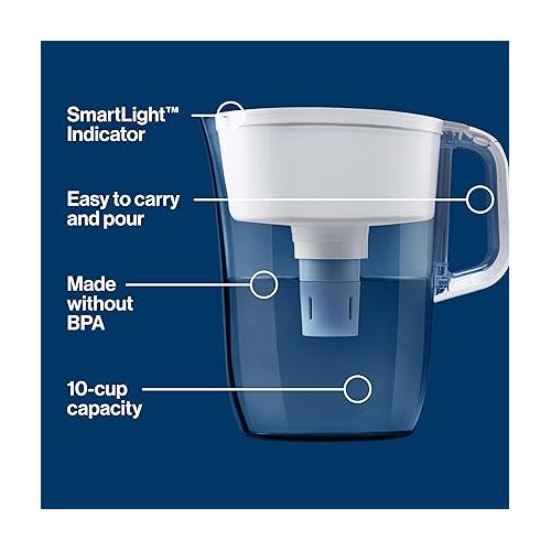  Brita Tahoe Water Filter Pitcher, BPA-Free Water Pitcher, Replaces 1,800 Plastic Water Bottles a Year, Lasts Six Months or 120 Gallons, Includes 1 Elite Filter, Kitchen Accessories, Large - 10-Cup