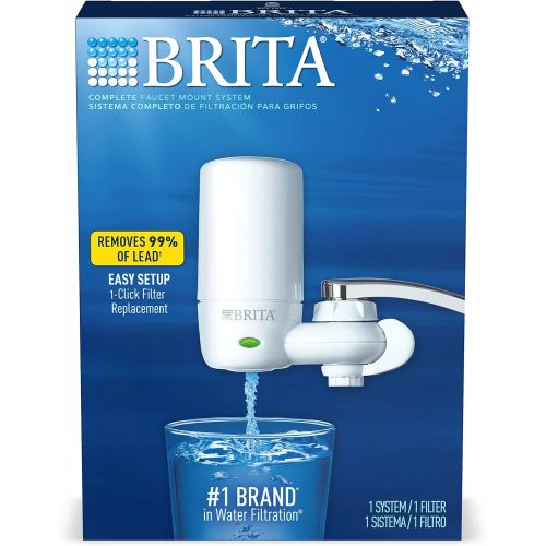  [아마존 핫딜] [아마존핫딜]Brita Tap Water Filter System, Water Faucet Filtration System with Filter Change Reminder, Reduces Lead, BPA Free, Fits Standard Faucets Only - Complete, White