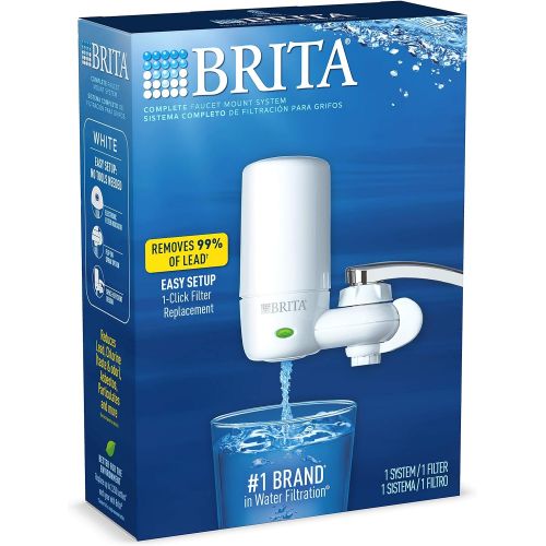  [아마존 핫딜] [아마존핫딜]Brita Tap Water Filter System, Water Faucet Filtration System with Filter Change Reminder, Reduces Lead, BPA Free, Fits Standard Faucets Only - Complete, White