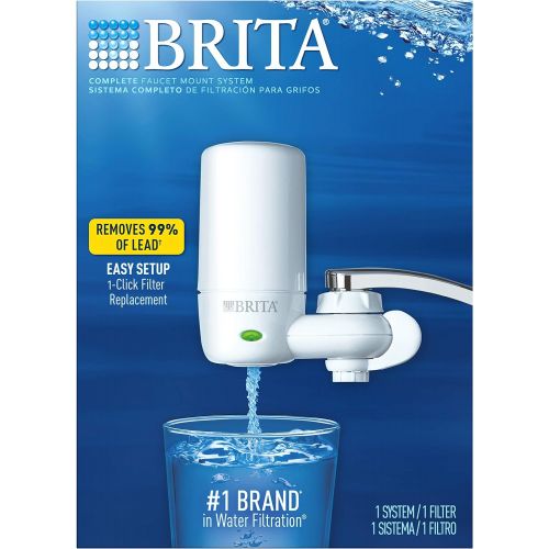  [아마존 핫딜] [아마존핫딜]Brita Tap Water Filter System, Water Faucet Filtration System with Filter Change Reminder, Reduces Lead, BPA Free, Fits Standard Faucets Only - Complete, White