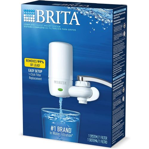  [아마존 핫딜] [아마존핫딜]Brita Tap Water Filter System, Water Faucet Filtration System with Filter Change Reminder, Reduces Lead, BPA Free, Fits Standard Faucets Only - Complete, White