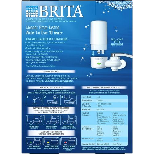  [아마존 핫딜] [아마존핫딜]Brita Tap Water Filter System, Water Faucet Filtration System with Filter Change Reminder, Reduces Lead, BPA Free, Fits Standard Faucets Only - Complete, White