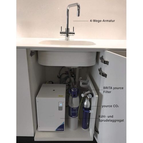  Brita Wassersprudler yource pro Select Elektronisch mit CO2 Zylinder - Mit Filter und Kuehlung - Armatur rund, Chrom glanzend