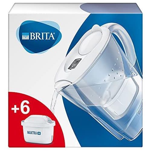  Brita Marella Water Filter Graphite Grey Incl. 6 Maxtra+ Filter Cartridges, Filter Half-Year Package to Reduce Limescale and Chlorine in the Water