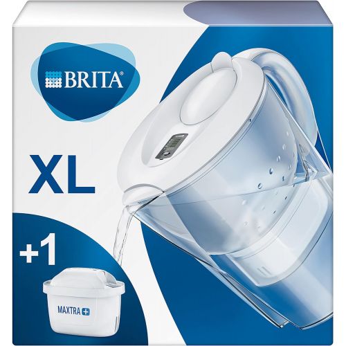  Visit the Brita Store BRITA Wasserfilter Marella XL weiss inkl. 1 MAXTRA+ Filterkartusche  Extra grosser BRITA Filter zur Reduzierung von Kalk, Chlor & geschmacksstoerenden Stoffen im Wasser