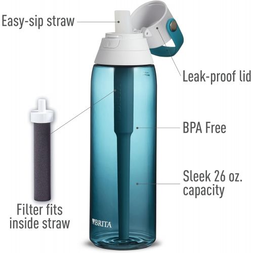  Brita Water Bottle with Filter, 26 Ounce Premium Filtered Water Bottle, BPA Free, Sea Glass