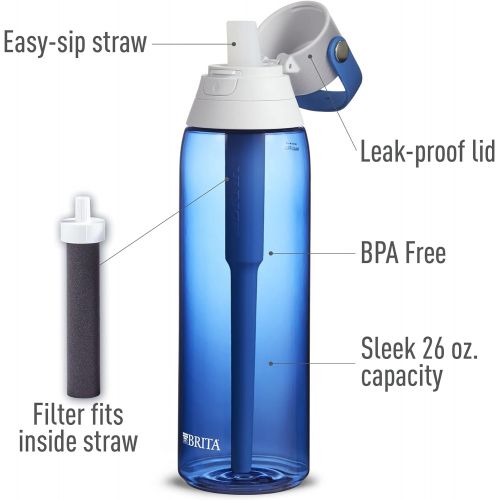  Brita Water Bottle with Filter, 26 Ounce Premium Filtered Water Bottle, BPA Free, Sapphire