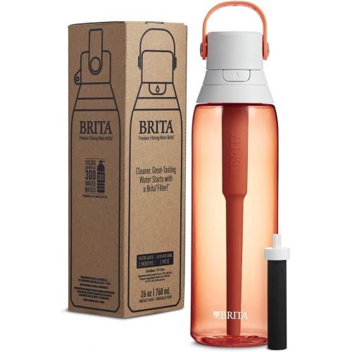  Brita Plastic Water Filter Bottle, Coral, 26 Ounce, 1 Count