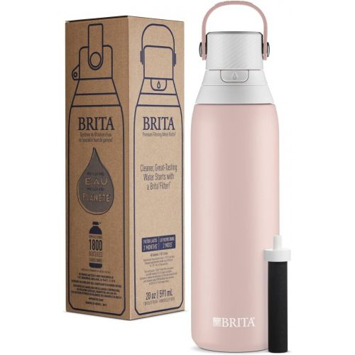  Brita Stainless Steel Water Filter Bottle, 20 Ounce, Rose, 1 Count