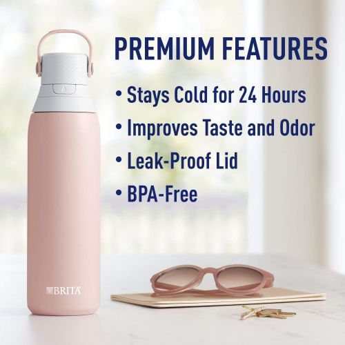  Brita Stainless Steel Water Filter Bottle, 20 Ounce, Rose, 1 Count