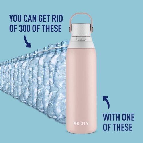  Brita Stainless Steel Water Filter Bottle, 20 Ounce, Rose, 1 Count