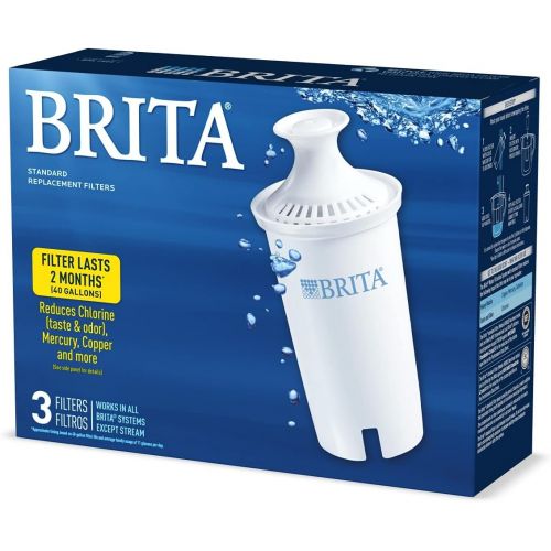  Brita Standard Water Filter, Standard Replacement Filters for Pitchers and Dispensers, BPA Free, 3 Count