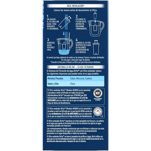  Brita Standard Water Filter, Standard Replacement Filters for Pitchers and Dispensers, BPA Free, 3 Count