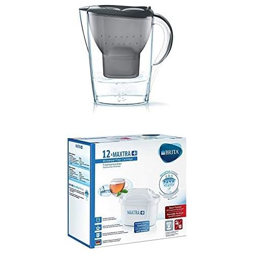  Brita Marella Water Filter Starter Pack Including 3 Maxtra+ Graphite Filter Cartridges + Maxtra+ Filter Cartridges Pack of 12 White