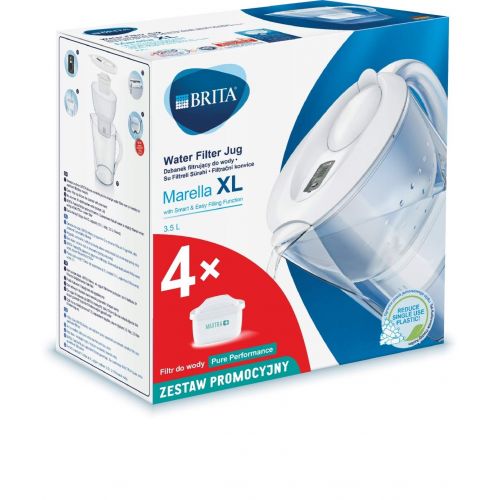  BRITA Marella XL Water Filter Including 4 Maxtra+ Pure Performance Filter Cartridges (White)