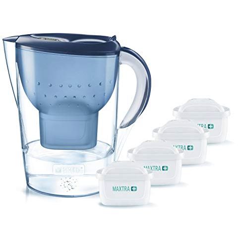  BRITA Marella XL Water Filter Including 4 Maxtra+ Pure Performance Filter Cartridges (Blue)