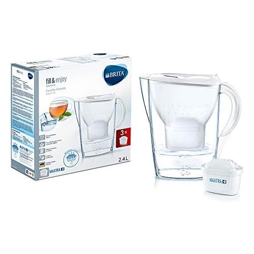  Brita Marella Carafe with 3 Filters Maxtra+ Included, Plastic San, Plastic, White, 2.4 Litres