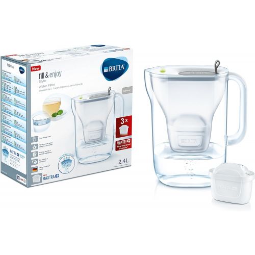  BRITA, Filter Carafe, Style, 2.4 L, 3 MAXTRA + Cartridges Included - Graphite