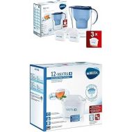 Brita Marella Water Filter Starter Pack Including 3 Maxtra+ Filter Cartridges Blue + Maxtra+ Filter Cartridges Pack of 12 White