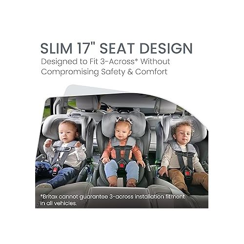  Britax Poplar Convertible Car Seat, 2-in-1 Car Seat with Slim 17-Inch Design, ClickTight Technology, Glacier Graphite