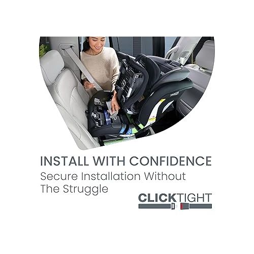  Britax Poplar Convertible Car Seat, 2-in-1 Car Seat with Slim 17-Inch Design, ClickTight Technology, Stone Onyx