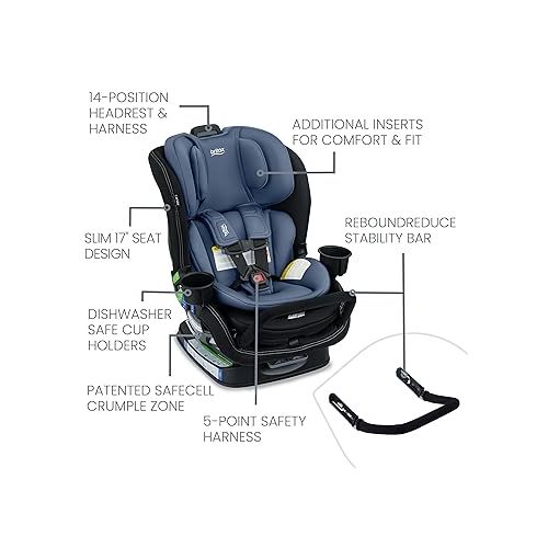  Britax Poplar S Convertible Car Seat, 2-in-1 Car Seat with Slim 17-Inch Design, ClickTight Technology, Arctic Onyx