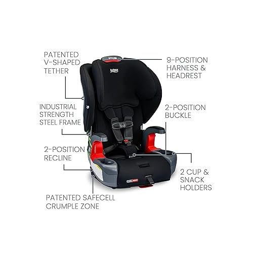  Britax Grow with You ClickTight Harness-2-Booster Car Seat, 2-in-1 High Back Booster, Black Contour