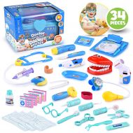 Britenway Educational Doctor Medical Pretend Play Toy Set In Storage Box 24 Pcs  Battery Operated With Lights & Sounds  Hand To Eye Coordination