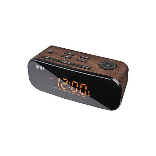  Britz BZ-M107 Digital FM Radio & Clock With Dual Alarm Free Voltage 100~240V ( Brown Color)