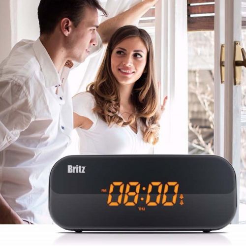  Britz BZ-M107 Digital FM Radio & Clock With Dual Alarm Free Voltage 100~240V ( Brown Color)