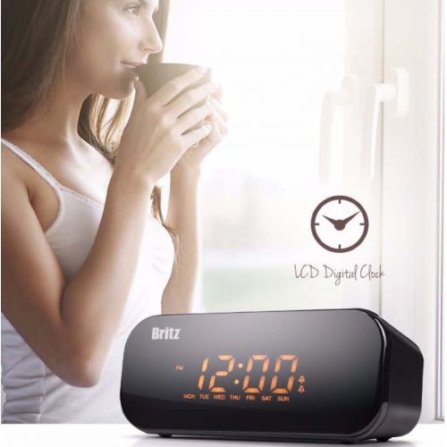  Britz BZ-M107 Digital FM Radio & Clock With Dual Alarm Free Voltage 100~240V ( Brown Color)