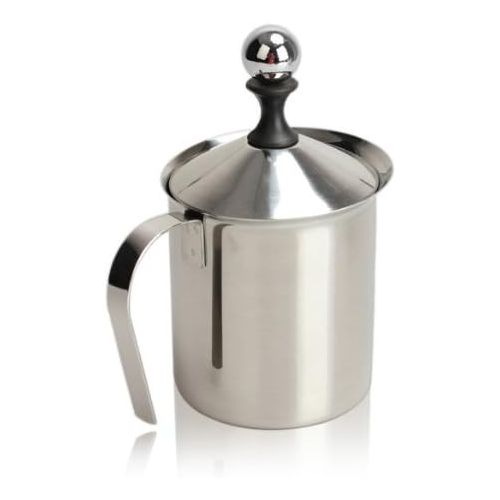  [아마존베스트]Broad Root Foam Double Mesh Milk Frother Cappuccino 800ml Stainless Steel Milk Jug