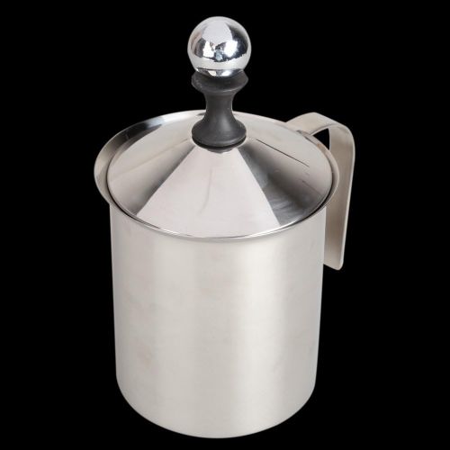  [아마존베스트]Broad Root Foam Double Mesh Milk Frother Cappuccino 800ml Stainless Steel Milk Jug