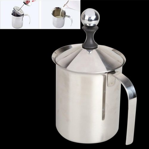  [아마존베스트]Broad Root Foam Double Mesh Milk Frother Cappuccino 800ml Stainless Steel Milk Jug