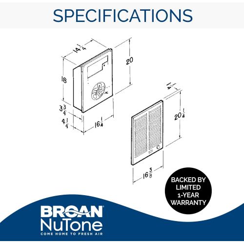  Broan-NuTone, White 198 High Capacity Wall Heater, Painted Grille, 4000/2000 Watt 240 VAC, 2000/4000