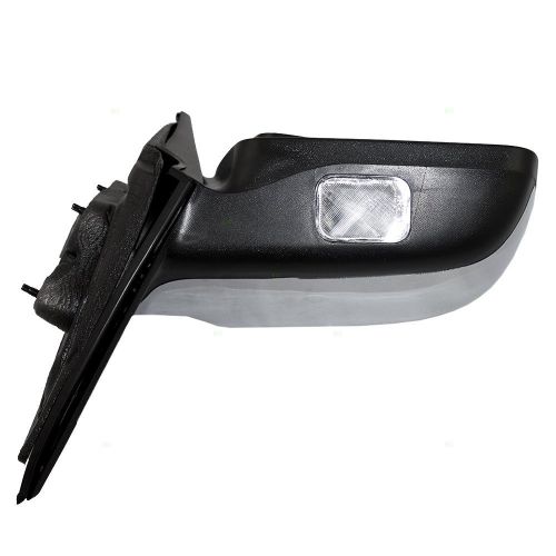  Brock Passengers Power Side View Mirror Heated Memory Puddle Lamp Black Base w/Chrome Cover Replacement for Lincoln 6H6Z17682B