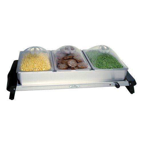  BroilKing NBS-3SP Professional Triple Buffet Server w Stainless Base & Plastic Lids
