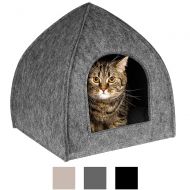 BronzeDog Cat House Bed with Removable Cushion Pad Cozy Kitten Cave Cute Pet Tent Beds for Cats Puppy Small Dogs Black Gray Beige
