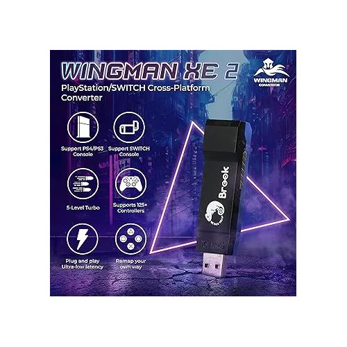  Brook Wingman XE 2 Converter with Keychain - Two in One Wireless Controller Adapter for PS, Switch Consoles, and PC, Supports Remap and Adjustable Turbo [Exclusive Version]