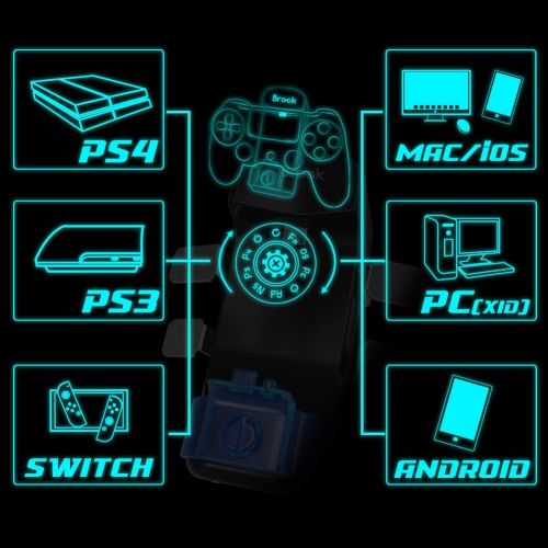  Brook Marine (without Battery) - PS4 Wireless Controller Adapter and Battery Pack for PS4 PS3 Switch PC Android Mac iOS 4 Extra Customizable buttons, Support Turbo and Remap