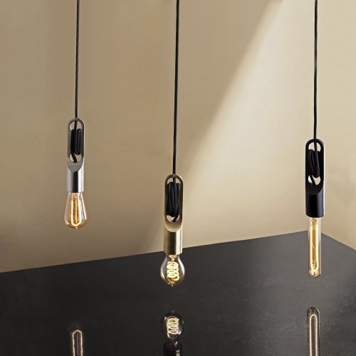  Brass Industrial Plugin Pendant Light- Adjustable Height Clasp,16.5 Ft. Black Cord, Vintage Style, Fully Dimmable, Swag Kit Included, Brooklyn Bulb Co. Astor Collection- ETL Listed