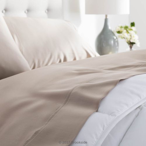  Brookside Tencel Sheet Set -Luxurious Feel - for Sensitive Skin Sateen Weave -Eco Friendly, Split California King, Sandstone