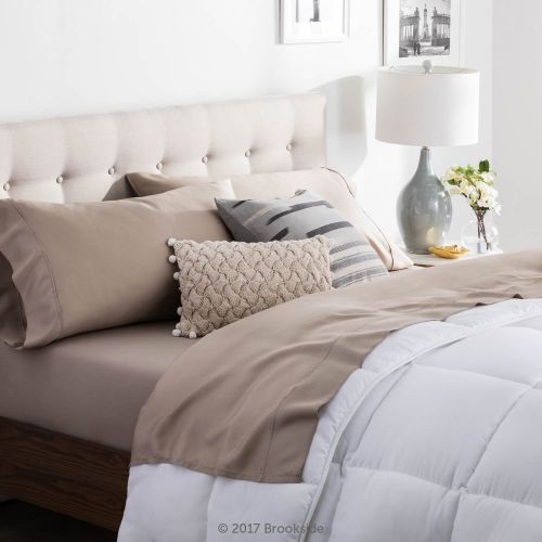  Brookside Tencel Sheet Set -Luxurious Feel - for Sensitive Skin Sateen Weave -Eco Friendly, Split California King, Sandstone