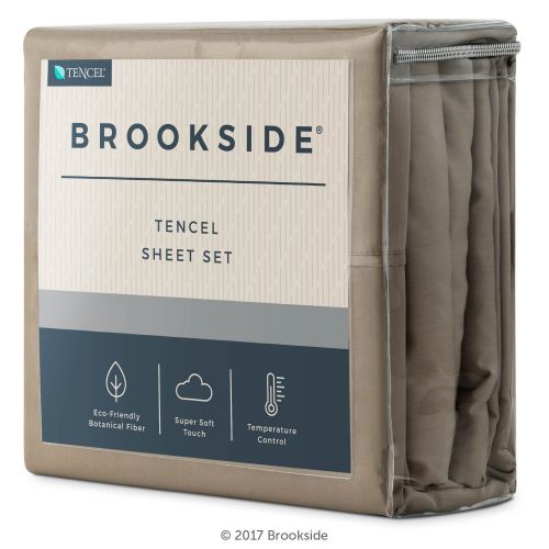  Brookside Tencel Sheet Set -Luxurious Feel - for Sensitive Skin Sateen Weave -Eco Friendly, Split California King, Sandstone